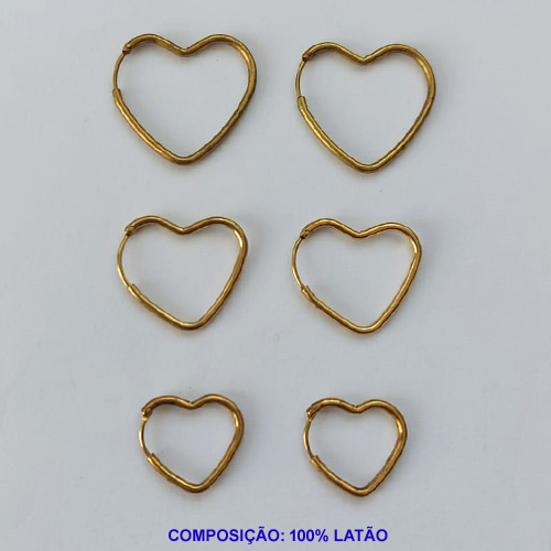 BRINCO NO BRUTO PRONTO PARA O BANHO TAMANHO 22/18/15MM TRIO DE CORAÇÃO DE PRESSÃO(TRANQUETA) PESO TOTAL 4.6GR - BRU8997