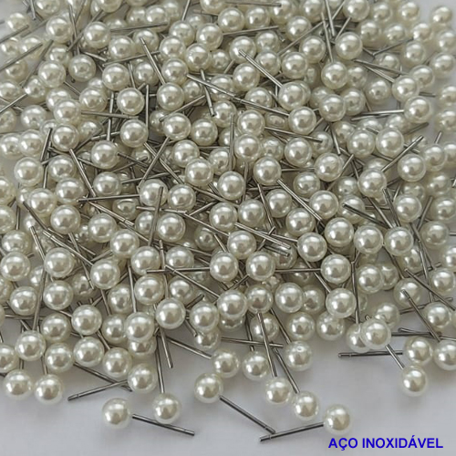 ACESSÓRIO EM AÇO INOXIDÁVEL - BRINCO PÉROLA 5MM PESO 0,2GR - COMPOSIÇÃO AÇO INOXIDÁVEL (VALOR REFERENTE AO PAR) - AÇO000931