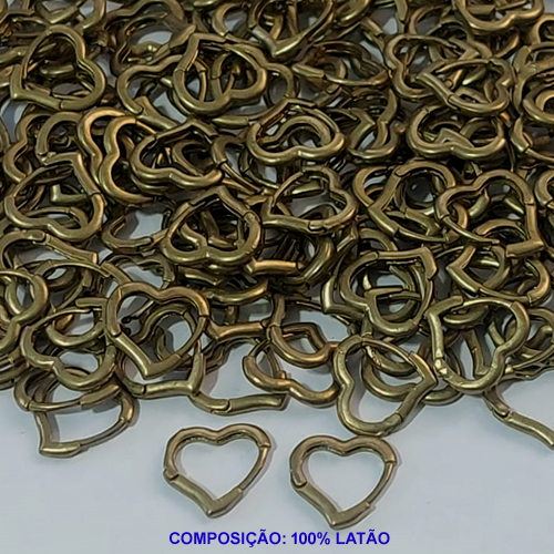 BRINCO NO BRUTO PRONTO PARA O BANHO(CX87) - ARGOLINHA DE PRESSÃO (TRANQUETA) EM FORMATO CORAÇÃO - TAMANHO 12MM - PESO 1,0GR - BRU9014