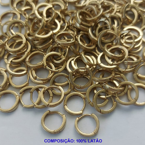 BRINCO NO BRUTO PRONTO PARA O BANHO(CX59) - ARGOLINHA DE PRESSÃO (TRANQUETA) EM FORMATO REDONDO - TAMANHO 12MM - PESO 1,2GR - BRU9018