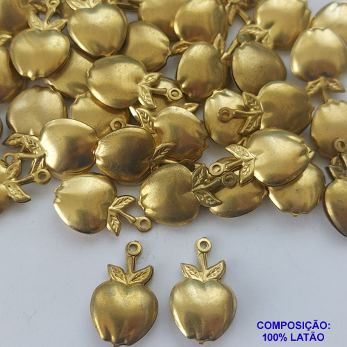 ACESSORIO PINGENTE NO BRUTO PRONTO PARA O BANHO (CX21) - (E977) COMPOSIÇÃO 100% LATÃO - TAMANHO 14X23MM PESO TOTAL 1,2GR MAÇA DUPLA BRU0001354