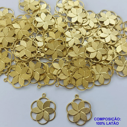 ACESSORIO PINGENTE NO BRUTO PRONTO PARA O BANHO (CX20)- (E3155) COMPOSIÇÃO 100% LATÃO - TAMANHO 18X22MM PESO TOTAL 0,9GR FLOR VAZADA BRU0001356