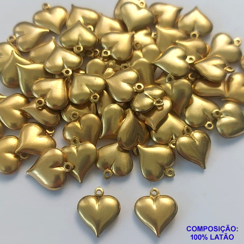ACESSORIO PINGENTE NO BRUTO PRONTO PARA O BANHO (CX20) - (E2819) COMPOSIÇÃO 100% LATÃO - TAMANHO 12X14MM PESO TOTAL 0,6GR CORAÇÃO DUPLO BRU0001362