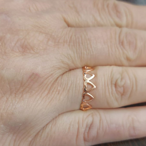 ANEL NO BRUTO PRONTO PARA O BANHO - ANEL COM CINCO CORAÇÕES VAZADOS - PESO MEDIO 0,7GR - COMPOSIÇÃO LATÃO  - ANEL000250