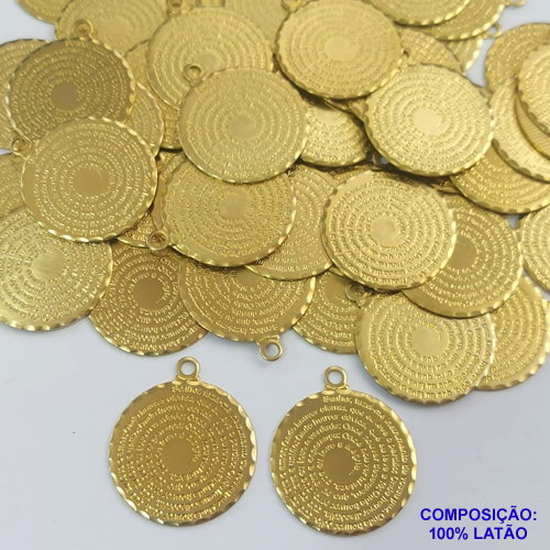 ACESSORIO PINGENTE NO BRUTO PRONTO PARA O BANHO (CX34) - (582) COMPOSIÇÃO 100% LATÃO - TAMANHO 25X25MM PESO TOTAL 3,0GR ORAÇÃO DE SÃO FRANCISCO BRU0001363