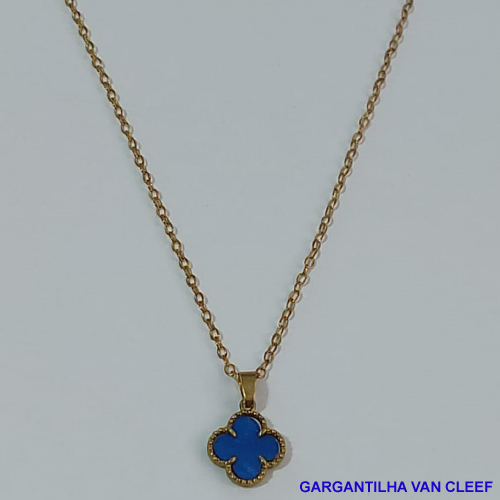 GARGANTILHA NO BRUTO PRONTO PARA O BANHO - " VAN CLEEF " PINGENTE DE 11MM - CORRENTE CADEADO 45CM - PESO TOTAL 2,2GR - COM EXTENSOR E FECHO LAGOSTA BRU9024
