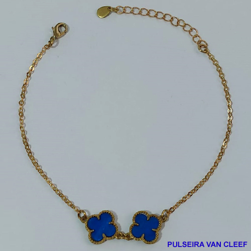 PULSEIRA NO BRUTO PRONTO PARA O BANHO - " VAN CLEEF " COM 2 PINGENTES DE 11MM - CORRENTE CADEADO 18CM - PESO TOTAL 2,0GR - COM EXTENSOR E FECHO LAGOSTA BRU9025