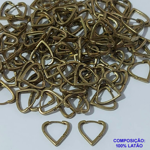 BRINCO NO BRUTO PRONTO PARA O BANHO - ARGOLINHA DE PRESSÃO (TRANQUETA) EM FORMATO CORAÇÃO  - TAMANHO 15MM - PESO 1,6GR - BRU9066