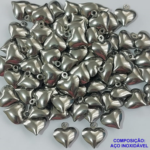 ACESSÓRIO EM AÇO INOXIDÁVEL - PINGENTE CORAÇÃO DUPLO LISO TAMANHO 10MM PESO 0,3GR - COMPOSIÇÃO AÇO INOXIDÁVEL (VALOR REFERENTE A UNIDADE) - AÇO000940