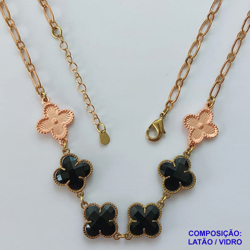 GARGANTILHA NO BRUTO PRONTO PARA O BANHO TIPO VAN CLEEF - GARGANTILHA COM CORRENTE DE 50CM + EXTENSOR - PESO TOTAL: 13GR - BRU9192