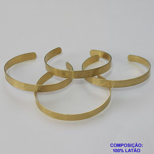 PULSEIRA (BRACELETE) NO BRUTO PRONTO PARA O BANHO - (3.2967) TAMANHO 65MM - LARGURA 7MM - DESENHO ONDAS - PESO TOTAL 5,2GR - BRU9233