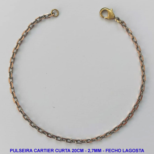 PULSEIRA MASCULINA NO BRUTO PRONTO PARA O BANHO - PULSEIRA CARTIER CURTA (M-KD80) - COMPRIMENTO: 20CM - LARGURA 0.80MM -  FECHO LAGOSTA - PESO 3GR - COMPOSIÇÃO: 100% LATÃO - BRU9297