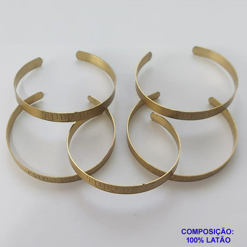PULSEIRA (BRACELETE) NO BRUTO PRONTO PARA O BANHO(CX112) - (3.2419) TAMANHO 65MM - LARGURA 7MM - FRASE TUDO DEUS - PESO TOTAL 5,2GR - BRU9358