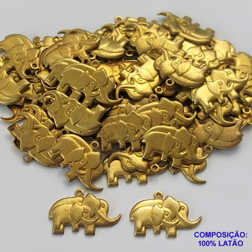 ACESSORIO PINGENTE NO BRUTO PRONTO PARA O BANHO (CX18)- ELEFANTE COM FILHOTE 17MM (E0216) COMPOSIÇÃO 100% LATÃO - PESO TOTAL 0,5GR - (VENDIDO POR UNIDADE) - BRU0001476