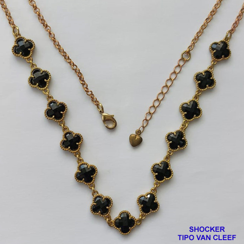 SHOCKER BRUTO PRONTO PARA BANHO - SHOCKER TIPO VAN CLEEF COM 13 PINGENTES EM VIDRO 9MM - CORRENTE TAMANHO 40CM + EXTENSOR - PESO: 9.9GR - BRU9426
