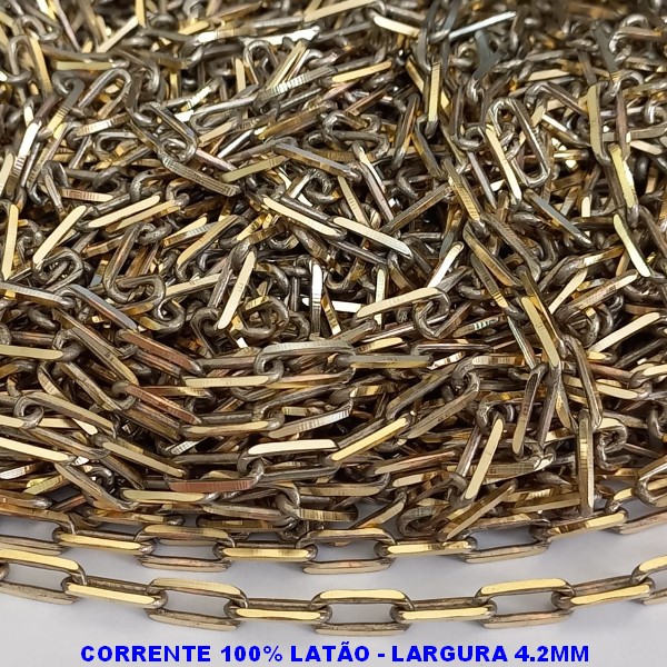 CORRENTE NO BRUTO PRONTO PARA O BANHO - CORRENTE CARTIER -  (KDL1.2) - LARGURA 4.2MM - PESO POR METRO 23.5GR - COMPOSIÇÃO: 100% LATÃO (VENDIDA POR METRO) - BRU9427