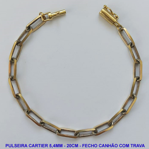 PULSEIRA MASCULINA NO BRUTO PRONTO PARA O BANHO - PULSEIRA CARTIER (KDL1.50) - COMPRIMENTO: 20CM - LARGURA 5,4MM - FECHO CANHÃO COM TRAVA - PESO 7,9GR - COMPOSIÇÃO: 100% LATÃO - BRU9439