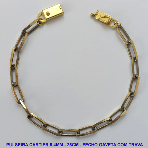 PULSEIRA MASCULINA NO BRUTO PRONTO PARA O BANHO - PULSEIRA CARTIER (KDL1.50) - COMPRIMENTO: 25CM - LARGURA 5,4MM - FECHO GAVETA COM TRAVA - PESO 7,9GR - COMPOSIÇÃO: 100% LATÃO - BRU9441