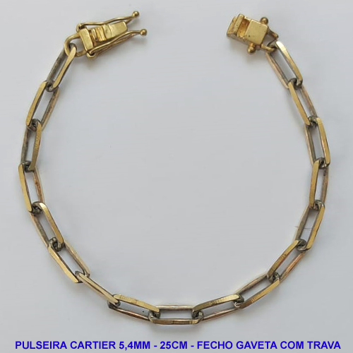 PULSEIRA MASCULINA NO BRUTO PRONTO PARA O BANHO - PULSEIRA CARTIER (KDL1.50) - COMPRIMENTO: 25CM - LARGURA 5,4MM - FECHO GAVETA COM TRAVA DUPLA - PESO 8,8GR - COMPOSIÇÃO: 100% LATÃO - BRU9442
