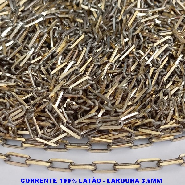 CORRENTE NO BRUTO PRONTO PARA O BANHO - CORRENTE CARTIER -  (KDL1.00) - LARGURA 3.5MM - PESO POR METRO 15.5GR - COMPOSIÇÃO: 100% LATÃO (VENDIDA POR METRO) - BRU9444