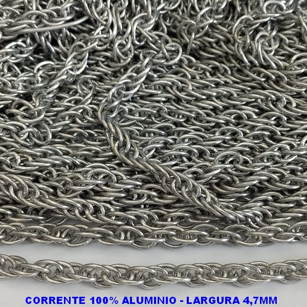 CORRENTE NO BRUTO PRONTO PARA O BANHO(corrente trançada) - "ALUMINIO" CORRENTE VENDIDA POR METRO (A22 ) - PESO DO METRO 11.5GR - BRU9462