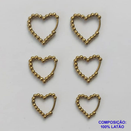 BRINCO NO BRUTO PRONTO PARA O BANHO - TRIO DE BRINCO - TAMANHOS 19/17/15MM - LARGURA 1MM TRIO DE ARGOLA FORMATO CORAÇÃO DE PRESSÃO (TRANQUETA) - PESO TOTAL 6,1GR - BRU9466