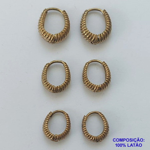 BRINCO NO BRUTO PRONTO PARA O BANHO - TRIO DE BRINCO - TAMANHOS 16/14/12MM - LARGURA 5MM TRIO DE ARGOLA (TRANQUETA) - PESO TOTAL 8,3GR - BRU9467