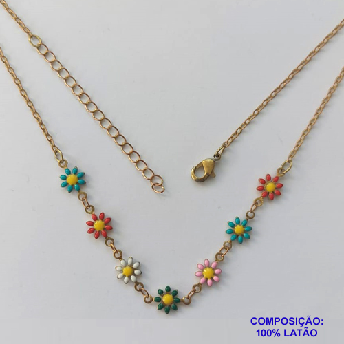 SHOCKER BRUTO PRONTO PARA BANHO - SHOCKER COM CORRENTE CADEADO COM FLORES COLORIDAS - TAMANHO 40CM + EXTENSOR - PESO: 3,4GR - FECHO LAGOSTA - BRU9477