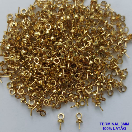 ACESSORIO NO BRUTO PRONTO PARA O BANHO - " TERMINAL " -  TAMANHO 3MM - COMPOSIÇÃO: 100% LATÃO - BRU0001489