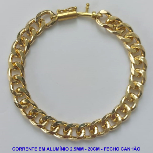 PULSEIRA MASCULINA EM ALUMÍNIO ANODIZADO- COMPRIMENTO: 20CM - LARGURA 8,5MM - ESPESSURA: 2,5MM - FECHO CANHÃO COM TRAVA - PESO 9,5GR - COMPOSIÇÃO: ALUMÍNIO - BRU9488