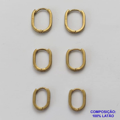 BRINCO NO BRUTO PRONTO PARA O BANHO(CX92) - TRIO DE BRINCO - TAMANHOS 16/14/12MM - ESPESSURA 1,9MM TRIO DE ARGOLA OVAL DE PRESSÃO (TRANQUETA) - PESO TOTAL 3,7GR - BRU9493