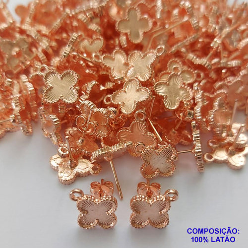 ACESSÓRIO NO BRUTO PRONTO PARA O BANHO - BASE PARA BRINCO COM PINO TIPO VAN CLEEF 11MM COM UMA ARGOLINHA - PESO DO PAR 1,6GR - VENDIDA POR PAR - BRU0001493