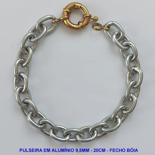 PULSEIRA MASCULINA NO BRUTO PRONTO PARA O BANHO - PULSEIRA EM ALUMÍNIO (A07) - COMPRIMENTO: 20CM - LARGURA 9,5MM - FECHO BÓIA - PESO 9,8GR - COMPOSIÇÃO: ALUMÍNIO - BRU9498