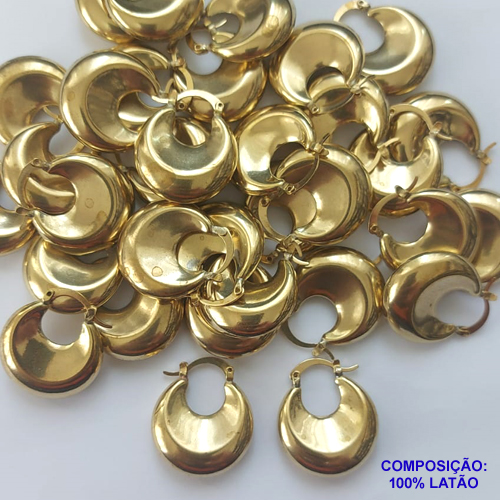 BRINCO NO BRUTO PRONTO PARA O BANHO(CX88) - BRINCO ARGOLA DE PRESSÃO 25MM - COMPOSIÇÃO: 100% LATÃO - PESO TOTAL: 6,9GR - BRU9532