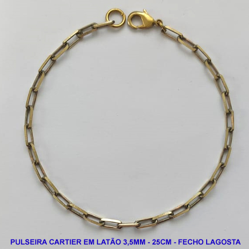 PULSEIRA NO BRUTO PRONTO PARA O BANHO - PULSEIRA CARTIER LONGA (KDL1.00) - COMPRIMENTO: 25CM - LARGURA 3,5MM - FECHO LAGOSTA - PESO 5,2GR - COMPOSIÇÃO: 100% LATÃO - BRU9554