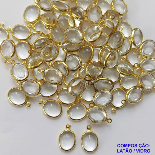 ACESSORIO NO BRUTO PRONTO PARA O BANHO - PINGENTE TIPO GOTA " 10MM " CRISTAL - COMPOSIÇÃO LATÃO / VIDRO - PESO 0,4GR - BRU0001539