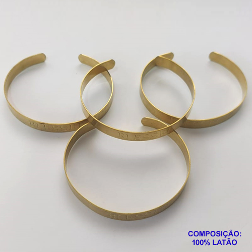 PULSEIRA (BRACELETE) NO BRUTO PRONTO PARA O BANHO(CX114) - (3.2419B) TAMANHO 65MM - LARGURA 7MM - PALAVRA "BLESSED"  - PESO TOTAL 5,4GR - BRU9666