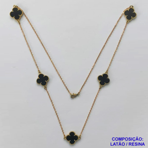 SHOCKER NO BRUTO PRONTO PARA O BANHO TIPO VAN CLEEF - SHOCKER  COM 5 PINGENTES 15MM COM CORRENTE LONGA DE 40CM + EXTENSOR - PESO TOTAL: 6,4GR - COMPOSIÇÃO: LATÃO / RESINA - BRU9687