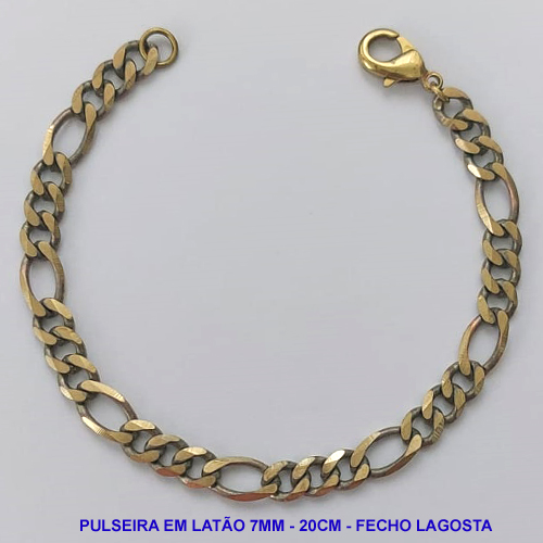 PULSEIRA NO BRUTO PRONTO PARA O BANHO - PULSEIRA 3X1 EM LATÃO (M31188) - COMPRIMENTO: 20CM - LARGURA 7MM - FECHO LAGOSTA - PESO 9GR - COMPOSIÇÃO: 100% LATÃO - BRU9712