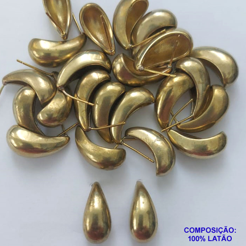 BRINCO NO BRUTO PRONTO PARA O BANHO(CX86) - BRINCO DE PINO FORMATO GOTA TAMANHO 8X19MM - COMPOSIÇÃO: 100% LATÃO - PESO TOTAL: 5,7GR - BRU9717