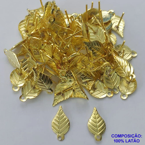 ACESSÓRIO NO BRUTO PRONTO PARA O BANHO - BASE PARA BRINCO COM PINO FORMATO FOLHA - TAMANHO 7x14MM  PESO DO PAR 0,6GR - VENDIDA POR PAR - BRU0001561