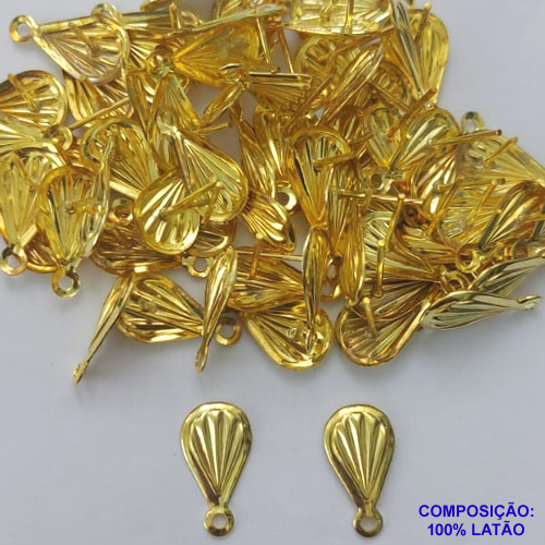 ACESSÓRIO NO BRUTO PRONTO PARA O BANHO - BASE PARA BRINCO COM PINO FORMATO CONCHA - TAMANHO 7x14MM  PESO DO PAR 0,5GR - VENDIDA POR PAR - BRU0001562