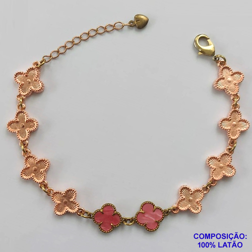 PULSEIRA NO BRUTO PRONTO PARA O BANHO - PULSEIRA COM 10 PINGENTES TIPO VAN CLEEF 11MM - TAMANHO 18CM COM EXTENSOR E FECHO LAGOSTA - COMPOSIÇÃO: 100% LATÃO - PESO 7,9GR - BRU9721