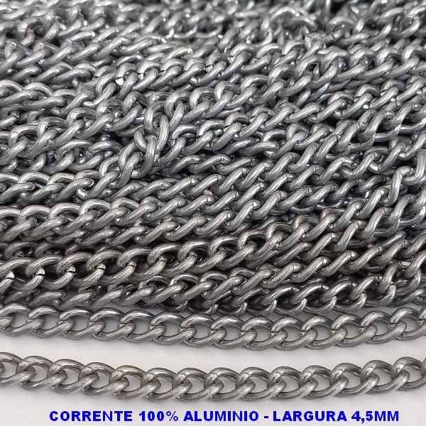CORRENTE NO BRUTO PRONTO PARA O BANHO - "ALUMINIO" CORRENTE VENDIDA POR METRO( LARGURA4,5MM) - PESO DO METRO 10.5GR - BRU000A38