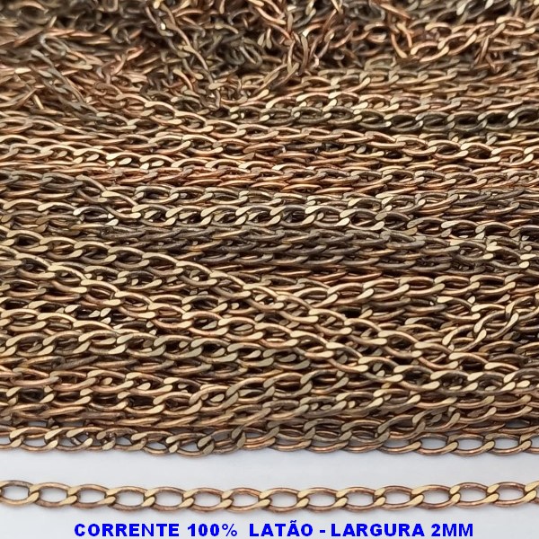 CORRENTE NO BRUTO PRONTO PARA O BANHO - CORRENTE ELLO BATIDO ) - LARGURA 2MM - PESO POR METRO 4,7GR - COMPOSIÇÃO: 100% LATÃO (VENDIDA POR METRO) - BRU000153D