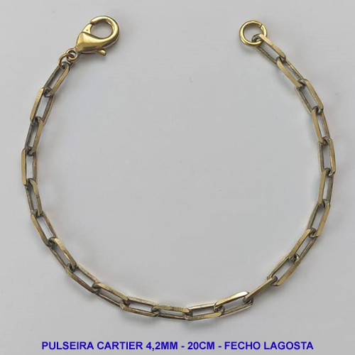 PULSEIRA NO BRUTO PRONTO PARA O BANHO - PULSEIRA CARTIER (KDL1.50) - COMPRIMENTO: 20CM - LARGURA 4,2MM - FECHO LAGOSTA - PESO 5,1GR - COMPOSIÇÃO: 100% LATÃO - BRU9782