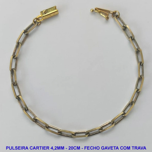 PULSEIRA NO BRUTO PRONTO PARA O BANHO - PULSEIRA CARTIER (KDL1.50) - COMPRIMENTO: 20CM - LARGURA 4,2MM - FECHO GAVETA COM TRAVA - PESO 5GR - COMPOSIÇÃO: 100% LATÃO - BRU9785