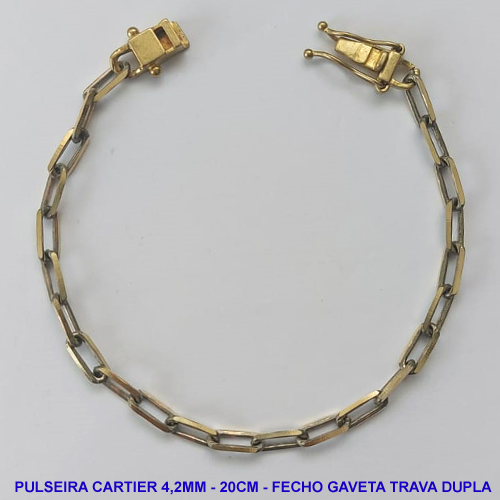 PULSEIRA NO BRUTO PRONTO PARA O BANHO - PULSEIRA CARTIER (KDL1.50) - COMPRIMENTO: 20CM - LARGURA 4,2MM - FECHO GAVETA COM TRAVA DUPLA - PESO 6,3GR - COMPOSIÇÃO: 100% LATÃO - BRU9788