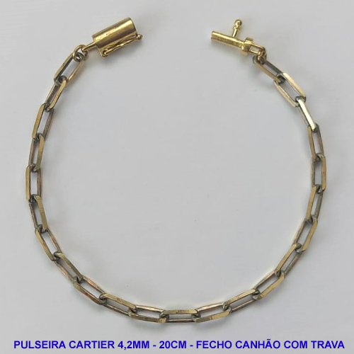 PULSEIRA NO BRUTO PRONTO PARA O BANHO - PULSEIRA CARTIER (KDL1.50) - COMPRIMENTO: 20CM - LARGURA 4,2MM - FECHO CANHÃO COM TRAVA - PESO 6GR - COMPOSIÇÃO: 100% LATÃO - BRU9791