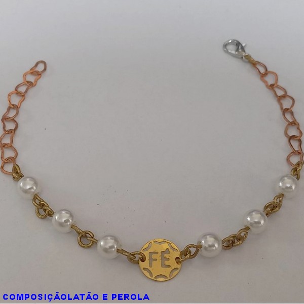 PULSEIRA NO BRUTO PRONTO PARA O BANHO(CX68) - COMPOSIÇÃO LATÃO E PEROLA - PESO 2,6GR-TAMANHO 18CM - BRU1038